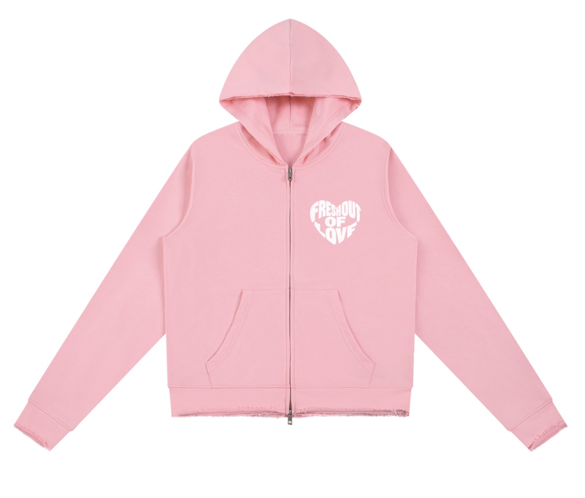 Fresh Out Of Love Pink Zip Hoodie — front