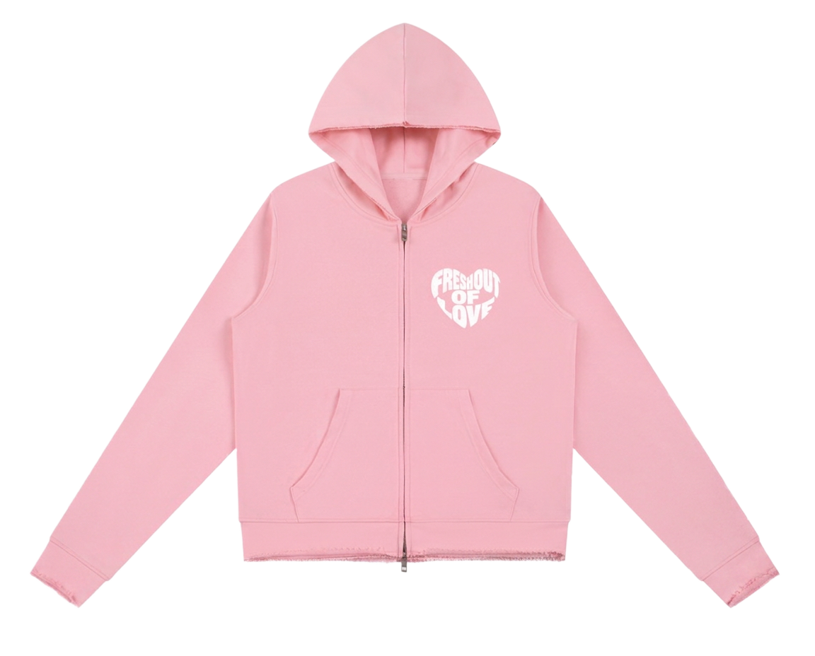 Fresh Out Of Love Pink Zip Hoodie